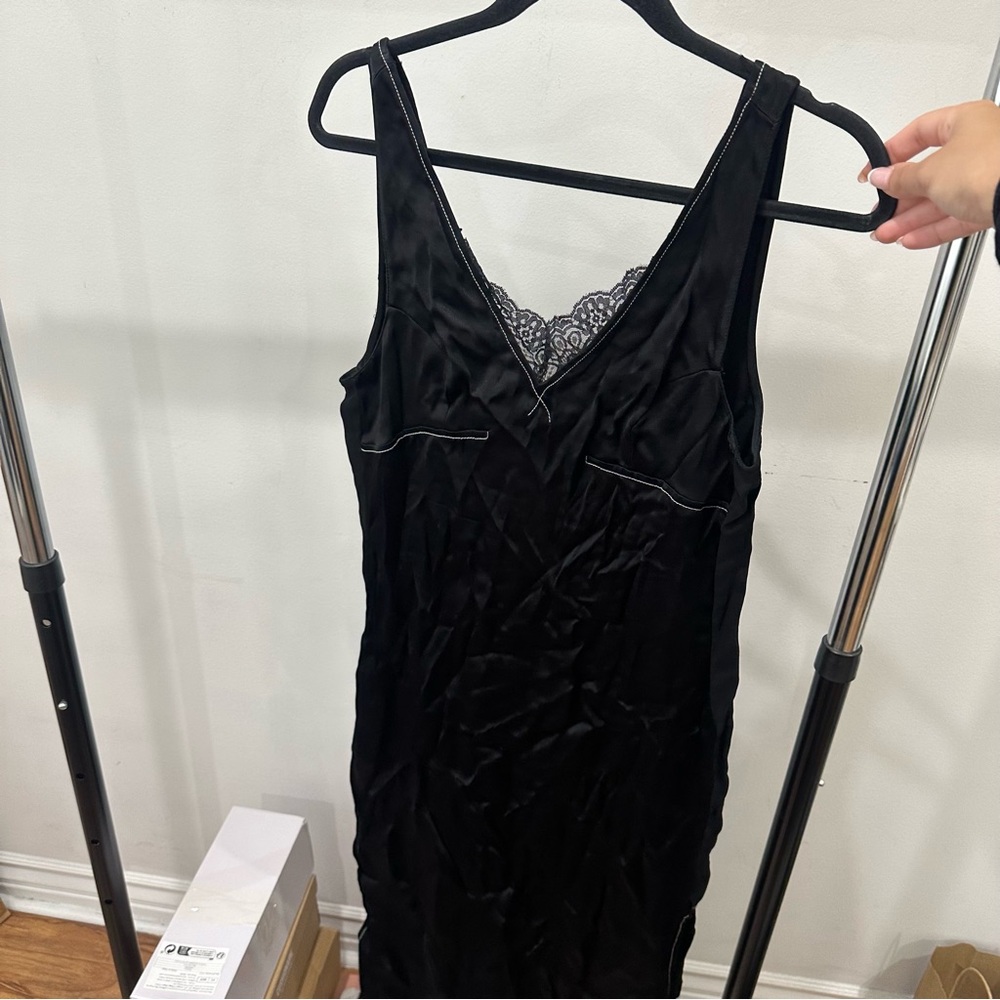 Zara Black Satin Slip Dress